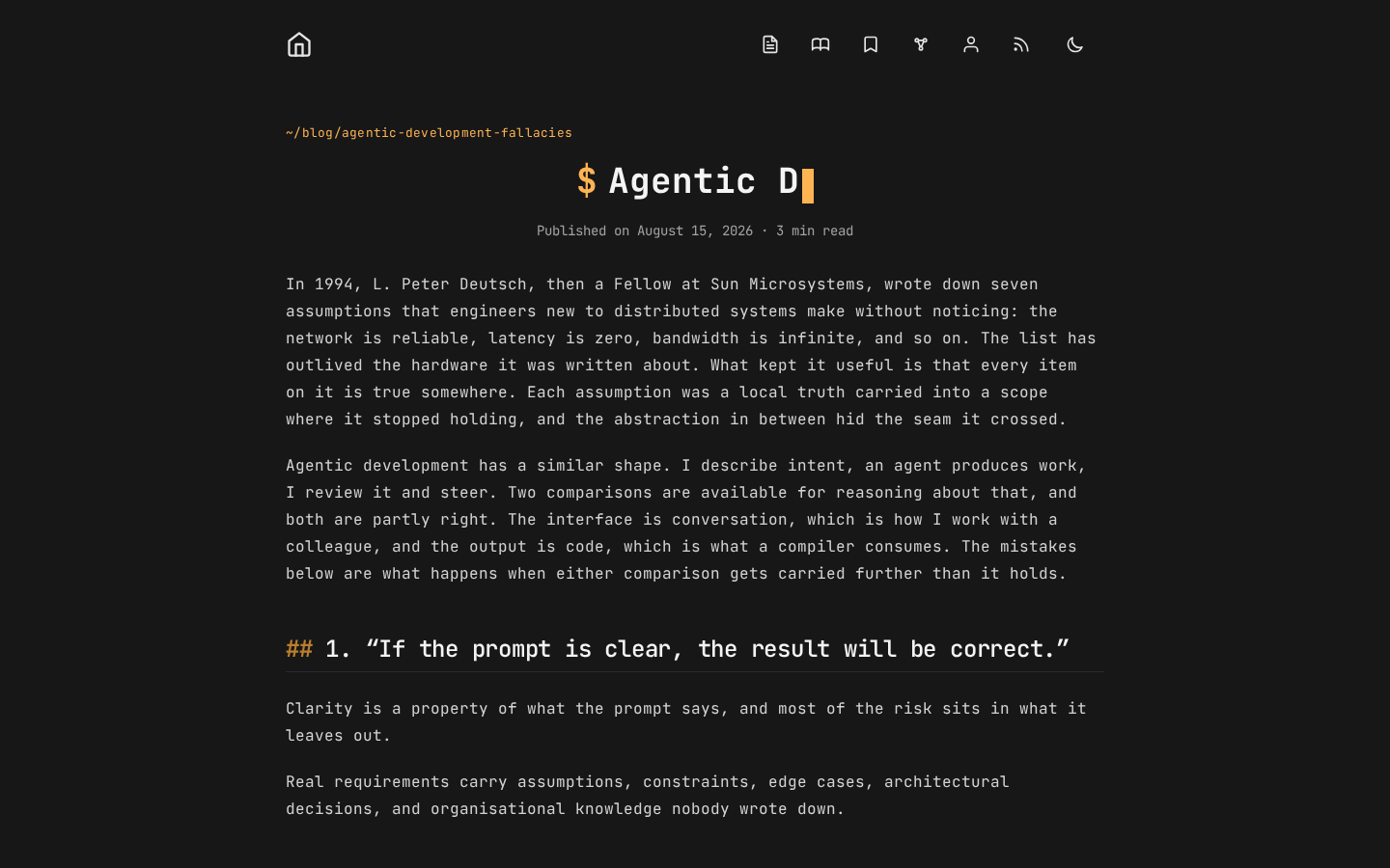 Own capture taken for “Agentic Development Fallacies: The Infrastructure Assumptions Costing Teams”