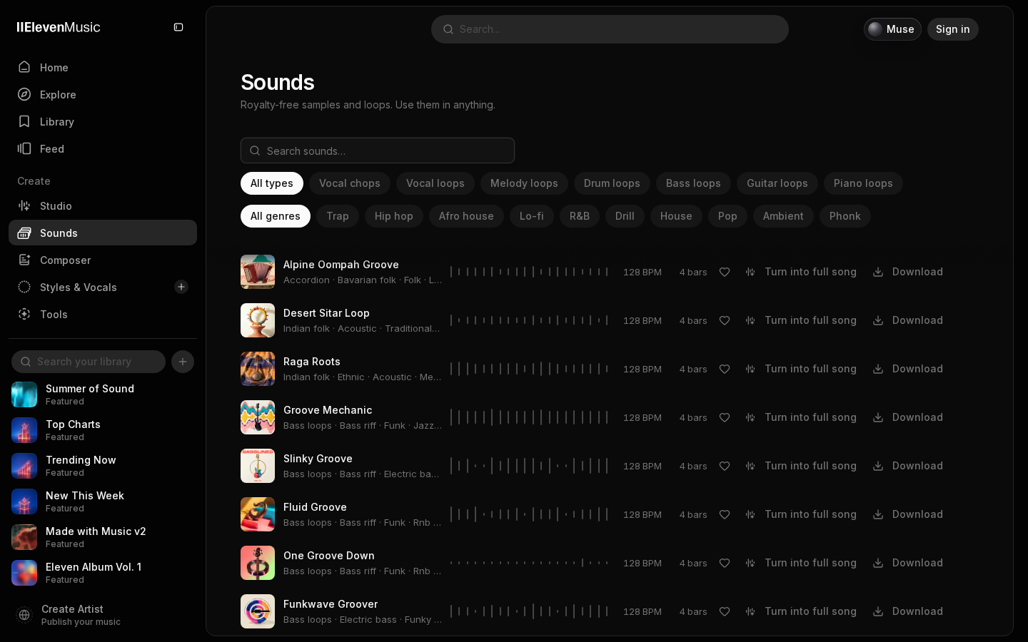 Own capture taken for “ElevenMusic Sounds: A Loop Library That Grows With Every User”