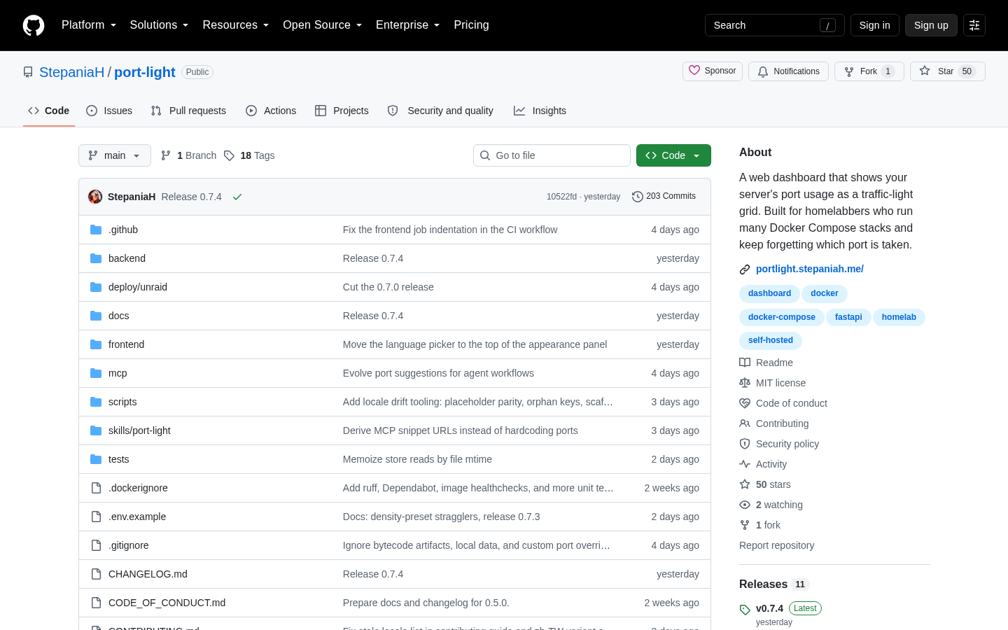 Own capture taken for “Port-Light: A Self-Hosted Dashboard for Server Ports”