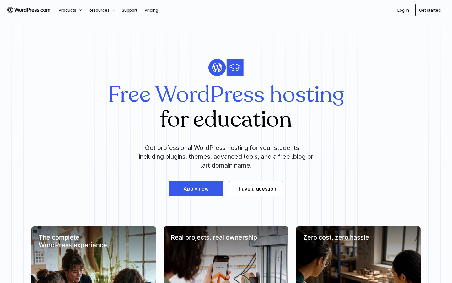 Capture taken while checking “Free WordPress Hosting for Education: Verified”
