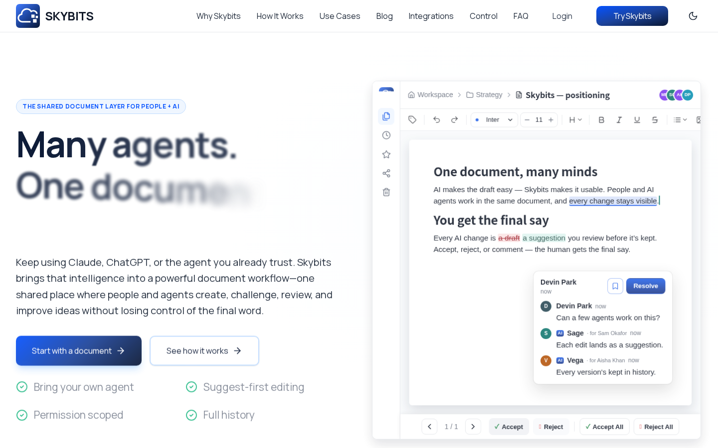 Own capture taken for “Show HN: Skybits — Free Doc Editor for AI Agents”