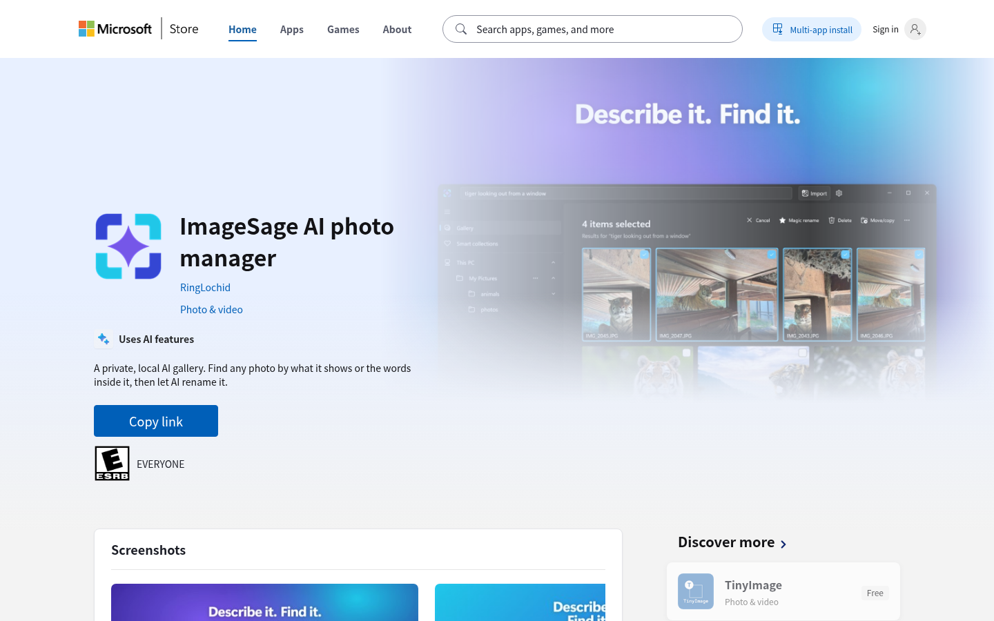 Own capture taken for “Show HN Find: AI Image Search App for Windows”