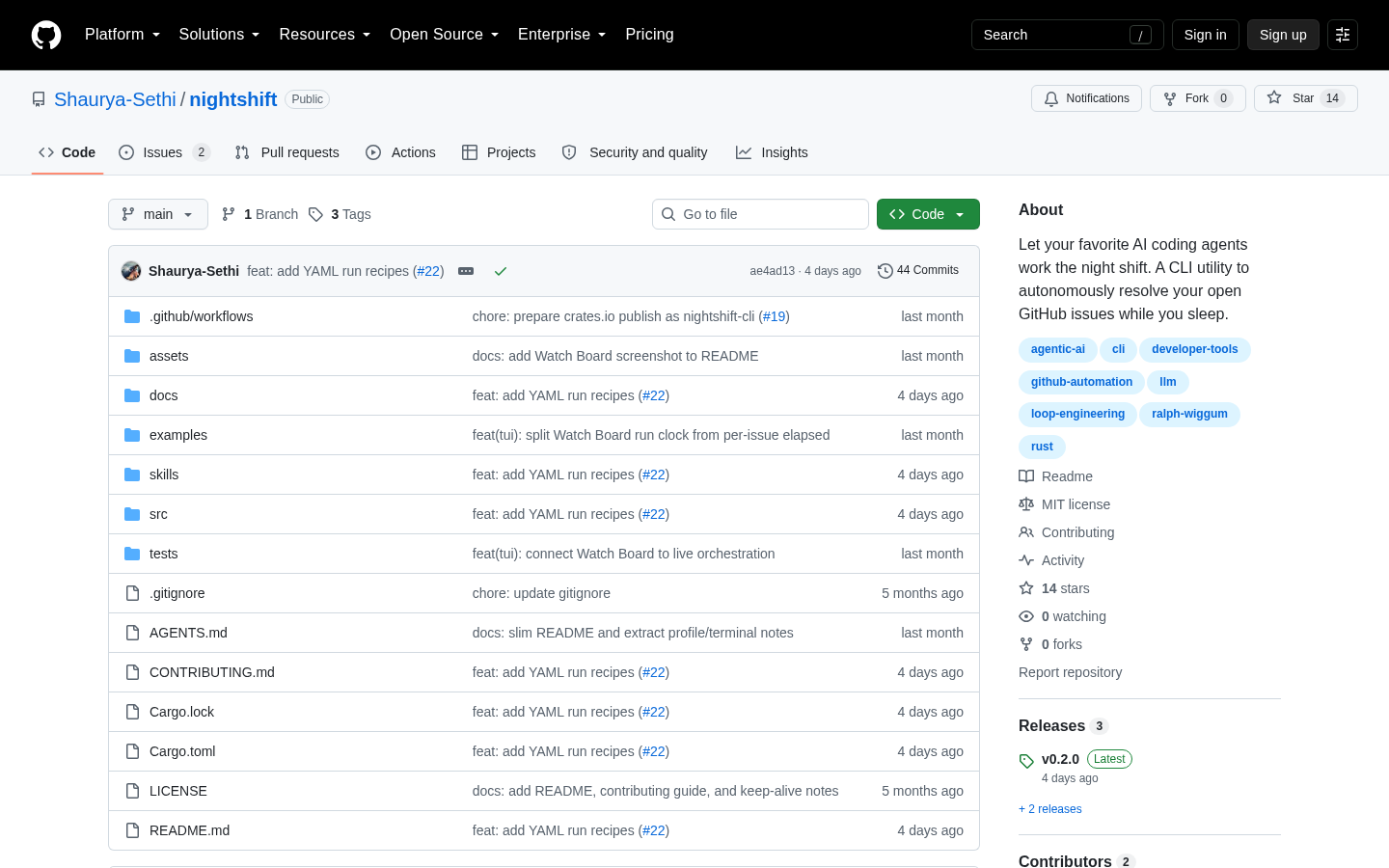 Capture taken while checking “Nightshift: A Rust CLI That Orchestrates GitHub Issues With DAGs”